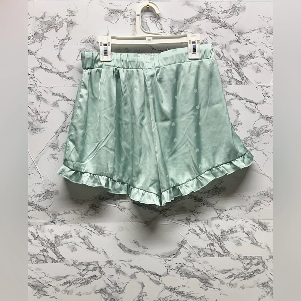 Mint Green Ruffle Shorts - Picture 2 of 6